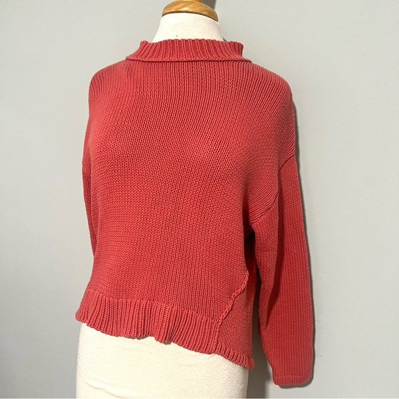 Treasure & Bond Coral Nantucket Red Cableknit Knit Fall Pullover Sweater Size S - Picture 6 of 14